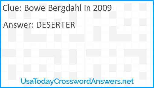 Bowe Bergdahl in 2009 Answer