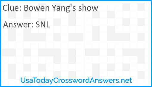 Bowen Yang's show Answer