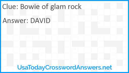 Bowie of glam rock Answer