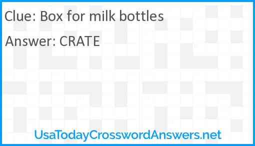 Box for milk bottles Answer