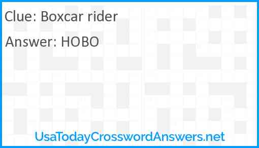 Boxcar rider Answer