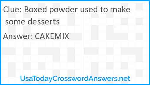 Boxed powder used to make some desserts Answer