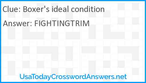 Boxer's ideal condition Answer