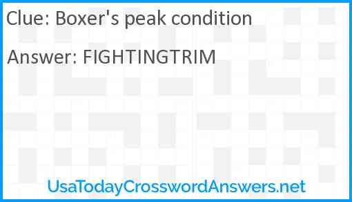 Boxer's peak condition Answer