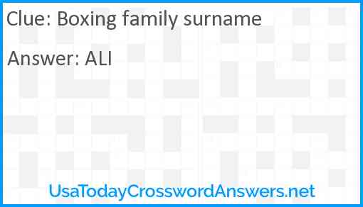 Boxing family surname Answer