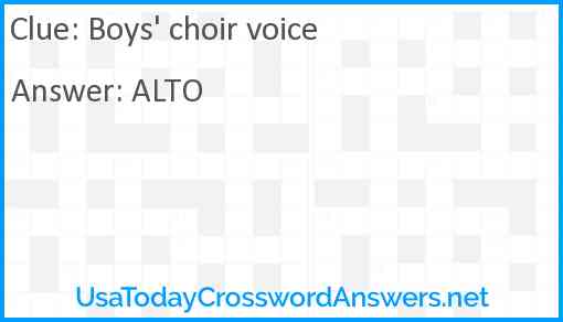 Boys' choir voice Answer