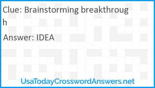 Brainstorming breakthrough Answer