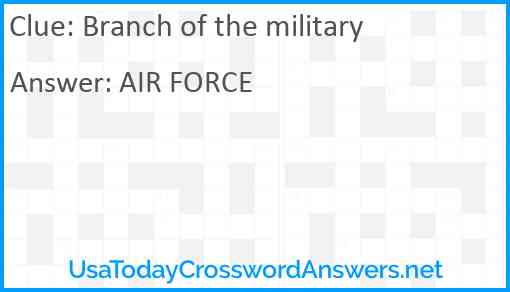 Branch of the military Answer