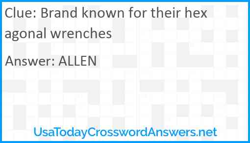 Brand known for their hexagonal wrenches Answer