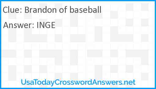 Brandon of baseball crossword clue UsaTodayCrosswordAnswers net