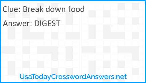 Break down food Answer