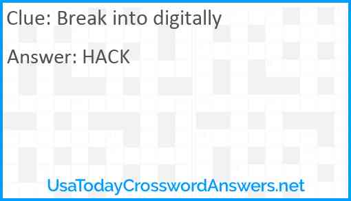 Break into digitally Answer