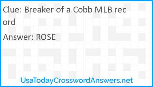Breaker of a Cobb MLB record Answer