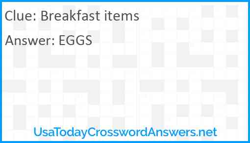 Breakfast items Answer