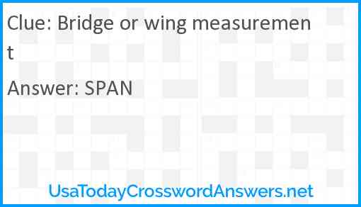 Bridge or wing measurement Answer