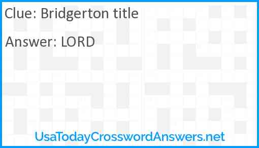 Bridgerton title Answer
