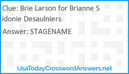 Brie Larson for Brianne Sidonie Desaulniers Answer