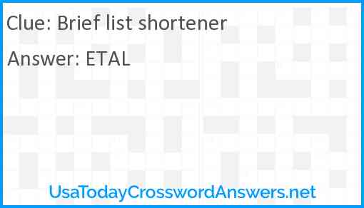 Brief list shortener Answer