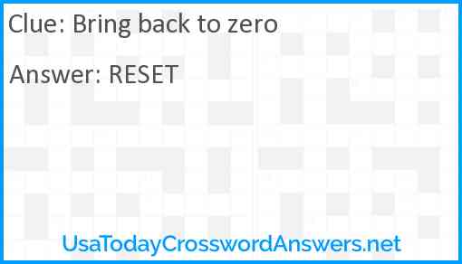 Bring back to zero Answer