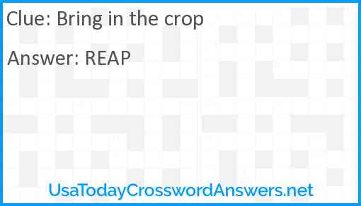 Bring in the crop Answer