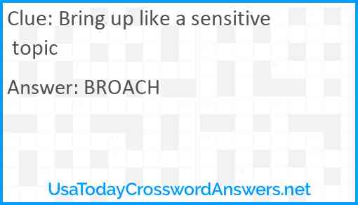 Bring up like a sensitive topic Answer
