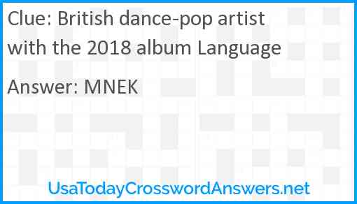 British dance-pop artist with the 2018 album Language Answer