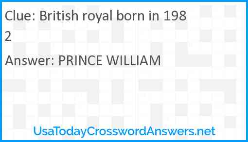 British royal born in 1982 Answer