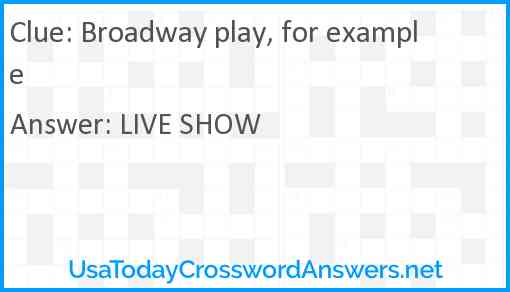 Broadway play, for example Answer