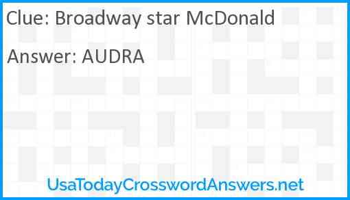 Broadway star McDonald Answer