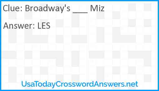 Broadway's ___ Miz Answer