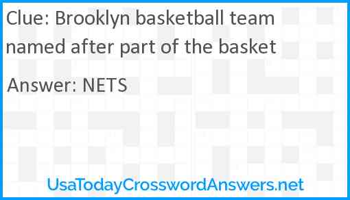 Brooklyn basketball team named after part of the basket Answer