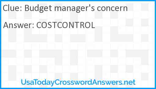 Budget manager's concern Answer