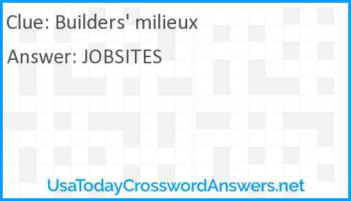 Builders' milieux Answer