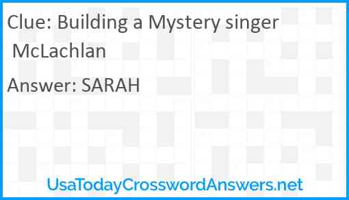 Building a Mystery singer McLachlan Answer