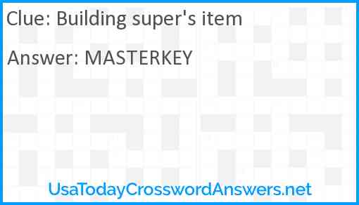 Building super's item Answer
