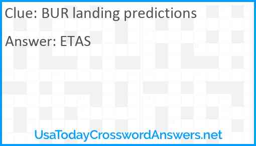 BUR landing predictions Answer