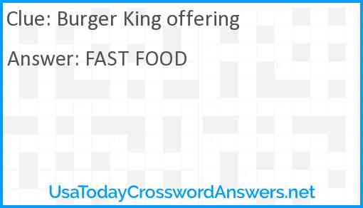 Burger King offering Answer