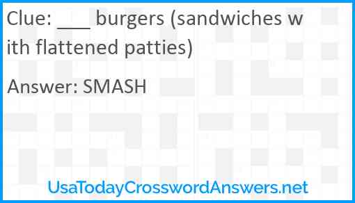 ___ burgers (sandwiches with flattened patties) Answer