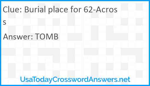 Burial place for 62-Across Answer