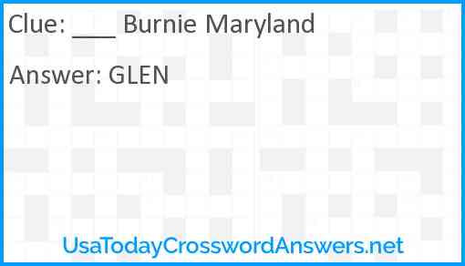 ___ Burnie Maryland Answer