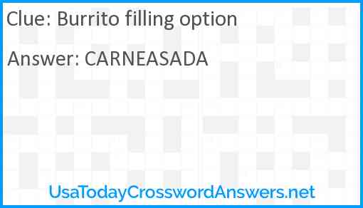 Burrito filling option Answer