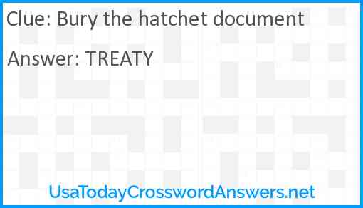 Bury the hatchet document Answer