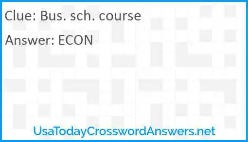 Bus. sch. course Answer