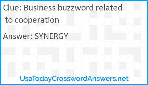 Business buzzword related to cooperation Answer