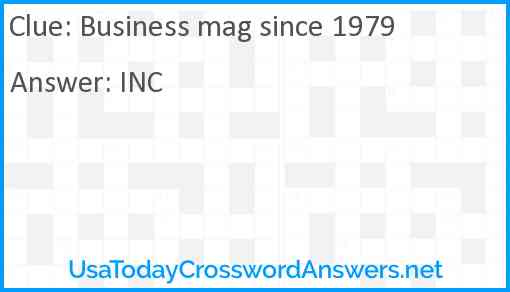 Business mag since 1979 Answer