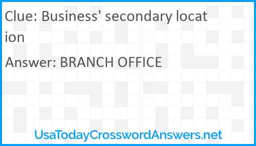 Business' secondary location Answer