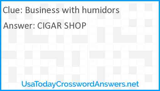 Business with humidors Answer