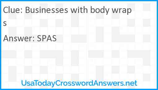 Businesses with body wraps Answer