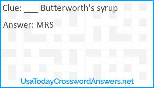 ___ Butterworth's syrup Answer