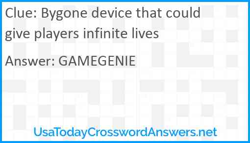 Bygone device that could give players infinite lives Answer